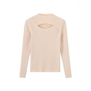 Bottom shirt women's 2022 autumn and winter new design sense medium collar inside with foreign style semi - turtleneck knitted sweater upper and outer dressing - Negative Apparel