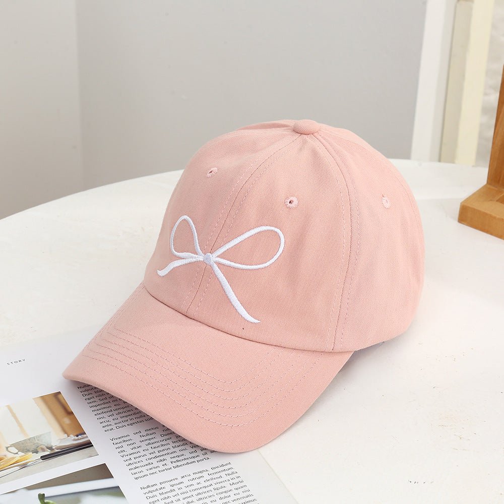 Bow cap women's fashion casual style baseball cap simple summer embroidery sun hat - Negative Apparel