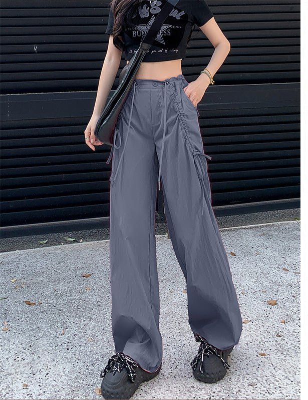 Bow overalls women's spring and autumn 2025 new high - waisted drawstring wide - leg pants quick - drying American sweatpants - Negative Apparel