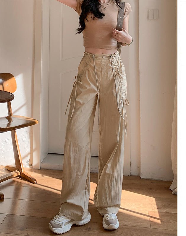 Bow overalls women's spring and autumn 2025 new high - waisted drawstring wide - leg pants quick - drying American sweatpants - Negative Apparel
