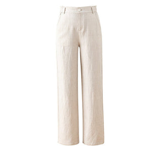 Breathable linen wide - leg pants women's summer casual small narrow straight - leg pants 2024 new drape Tencel pants - Negative Apparel