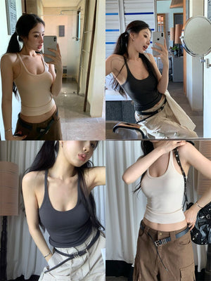 Camisole vest for women summer new pure desire style outer wear sleeveless slim sexy inner wear top bottoming shirt for women - Negative Apparel