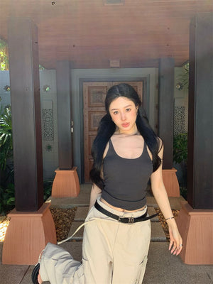 Camisole vest for women summer new pure desire style outer wear sleeveless slim sexy inner wear top bottoming shirt for women - Negative Apparel