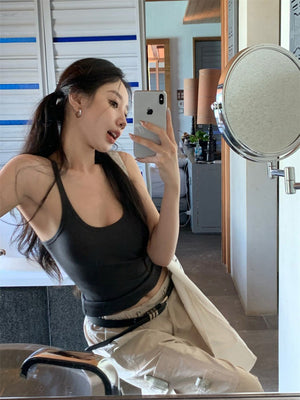 Camisole vest for women summer new pure desire style outer wear sleeveless slim sexy inner wear top bottoming shirt for women - Negative Apparel