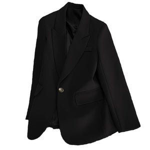 Casual Street Style Single Button Blazer For Women - Negative Apparel