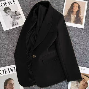 Casual Street Style Single Button Blazer For Women - Negative Apparel