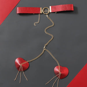 Chain Linked Nipple Cover With Choker - Negative Apparel