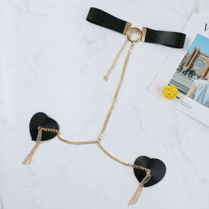 Chain Linked Nipple Cover With Choker - Negative Apparel