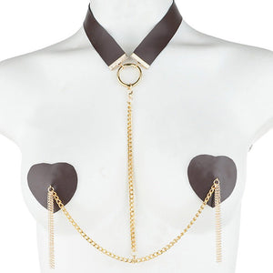 Chain Linked Nipple Cover With Choker - Negative Apparel