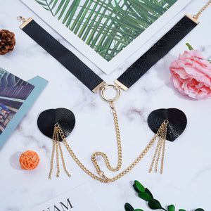 Chain Linked Nipple Cover With Choker - Negative Apparel