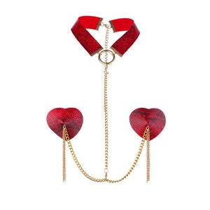 Chain Linked Nipple Cover With Choker - Negative Apparel