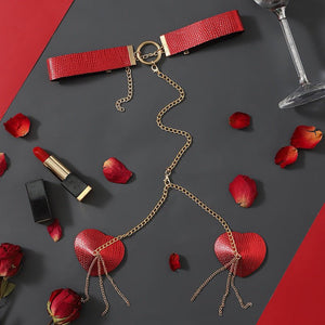 Chain Linked Nipple Cover With Choker - Negative Apparel