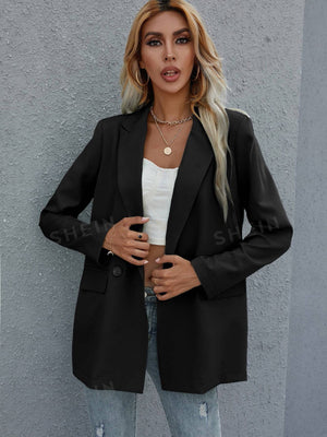 Clasi Flap Detail Double Button Blazer - Negative Apparel