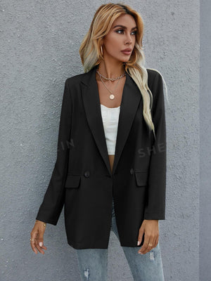 Clasi Flap Detail Double Button Blazer - Negative Apparel