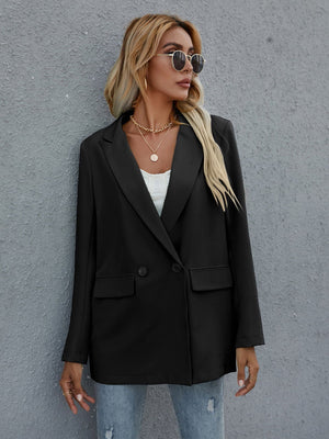 Clasi Flap Detail Double Button Blazer - Negative Apparel