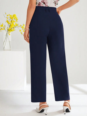 Clasi Solid Slant Pocket Suit Pants Without Belt - Negative Apparel