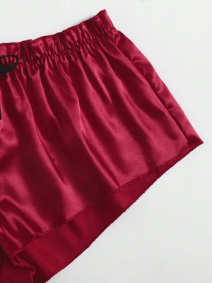 Classic Sexy Floral Lace Bralette With Satin Shorts - Negative Apparel