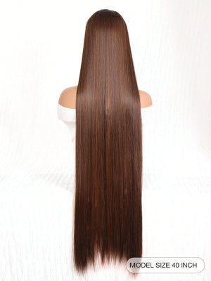 Clip In Hair Extensions 20-40 Inch Extra long Straight Brown Mixed Blonde Fake Hairpiece 5 Clips Synthetic Hair Extensions For Women Daily Use - Negative Apparel