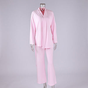 Cloud - Soft Dream | Ruffled Milk Silk 3 - Piece Pajama Set - Negative Apparel