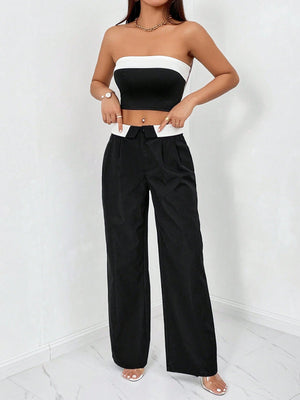 Colorblock Tube Top & Wide Leg Pants - Negative Apparel