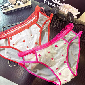 Comfortable hip - wrapped original embroidery sweet love lace Japanese style panties for women breathable - Negative Apparel