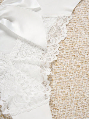 Contrast Lace Cut Out Bow Back Panty Lingerie - Negative Apparel