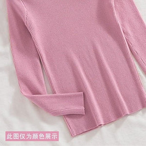 Core - spun yarn pit - striped rhombus short - sleeved crew neck knitted sweater T-shirt women's 2025 spring new sweet top bottoming shirt - Negative Apparel