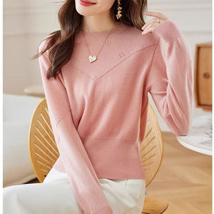Core - spun yarn waist sweater women's autumn and winter 2025 new foreign - style small pullover with knitted bottoming shirt inside - Negative Apparel