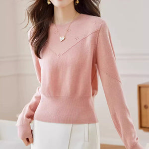 Core - spun yarn waist sweater women's autumn and winter 2025 new foreign - style small pullover with knitted bottoming shirt inside - Negative Apparel