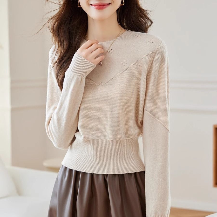 Core - spun yarn waist sweater women's autumn and winter 2025 new foreign - style small pullover with knitted bottoming shirt inside - Negative Apparel