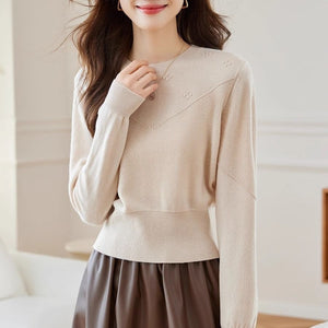 Core - spun yarn waist sweater women's autumn and winter 2025 new foreign - style small pullover with knitted bottoming shirt inside - Negative Apparel