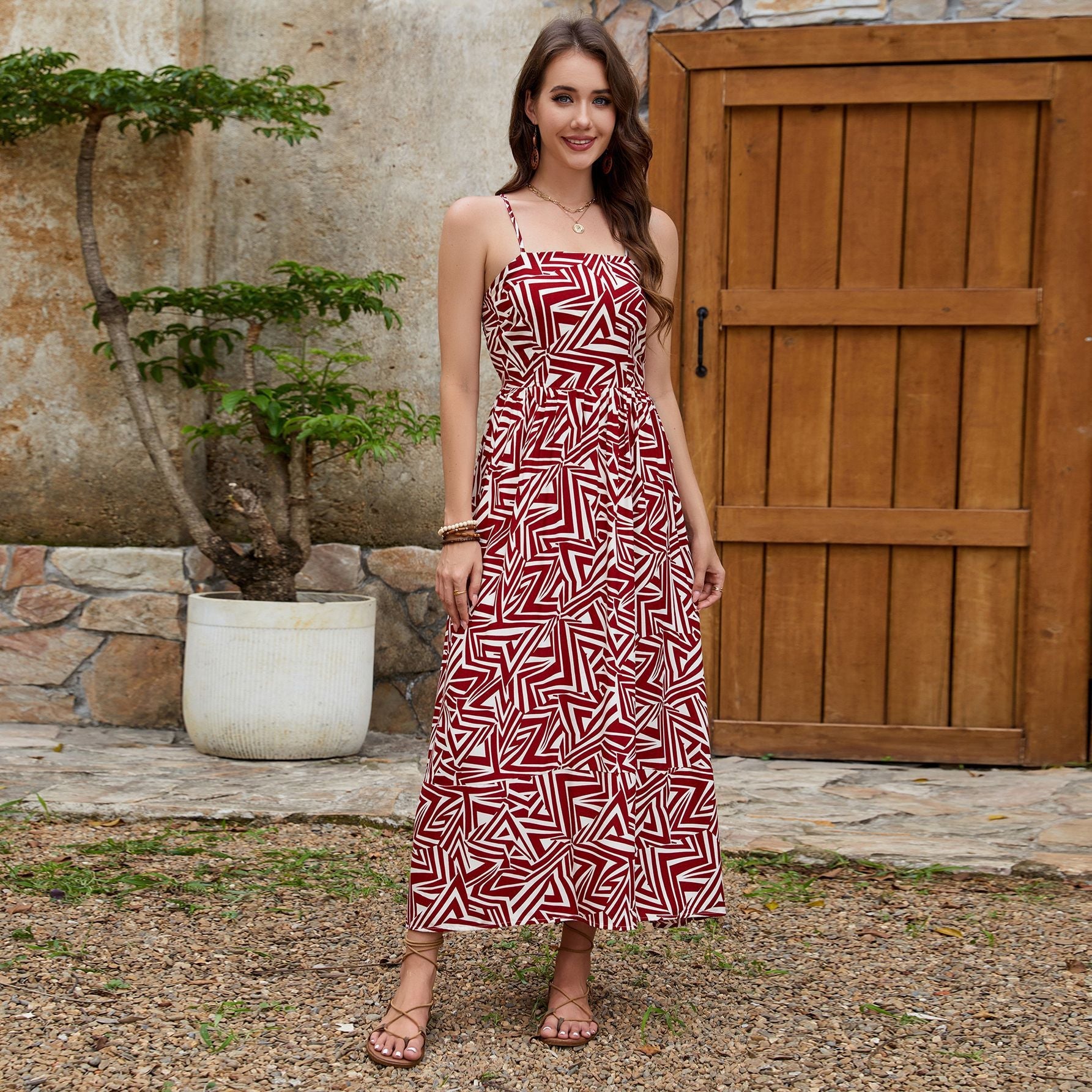 Cotton backless suspender skirt, temperament versatile vacation style dress. - Negative Apparel