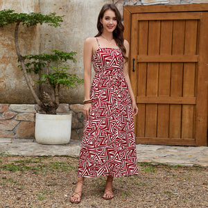 Cotton backless suspender skirt, temperament versatile vacation style dress. - Negative Apparel