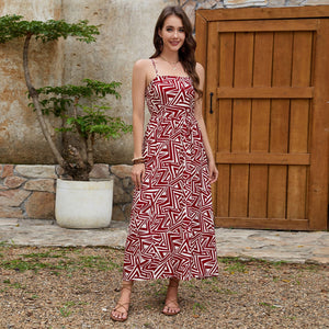 Cotton backless suspender skirt, temperament versatile vacation style dress. - Negative Apparel
