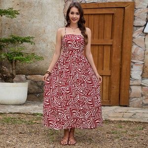 Cotton backless suspender skirt, temperament versatile vacation style dress. - Negative Apparel