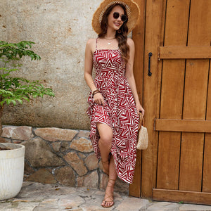 Cotton backless suspender skirt, temperament versatile vacation style dress. - Negative Apparel