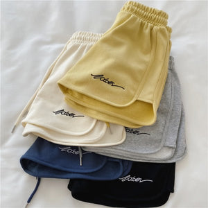 Cotton sports shorts women 2025 summer loose outer wear home pajamas high waist casual shorts - Negative Apparel