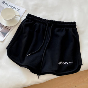 Cotton sports shorts women 2025 summer loose outer wear home pajamas high waist casual shorts - Negative Apparel