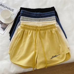 Cotton sports shorts women 2025 summer loose outer wear home pajamas high waist casual shorts - Negative Apparel