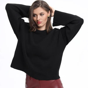 Cross - border European and American semi - turtleneck solid - color sweater women's 2025 autumn and winter new small short top knitted bottoming shirt - Negative Apparel
