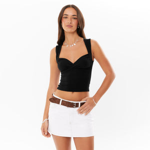 Cross pleated low neck backless sexy hot girl fashion vest women's 2025 new - Negative Apparel