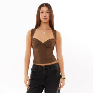 Cross pleated low neck backless sexy hot girl fashion vest women's 2025 new - Negative Apparel
