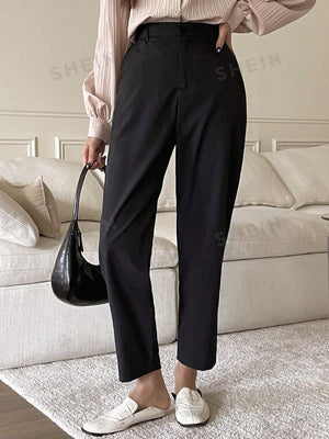 DAZY Solid Color Straight Suit Pants - Negative Apparel