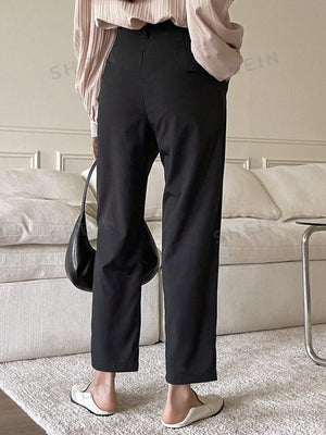 DAZY Solid Color Straight Suit Pants - Negative Apparel