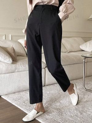 DAZY Solid Color Straight Suit Pants - Negative Apparel