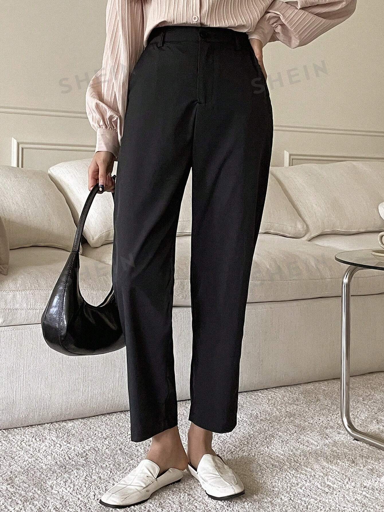 DAZY Solid Color Straight Suit Pants - Negative Apparel
