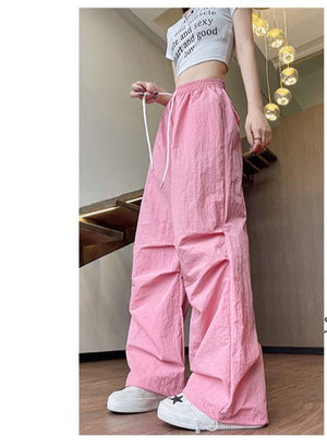 Dopamine overalls women's pants women's summer American casual quick - drying pants straight wide - leg pants high - waisted sweatpants - Negative Apparel