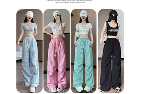 Dopamine overalls women's pants women's summer American casual quick - drying pants straight wide - leg pants high - waisted sweatpants - Negative Apparel