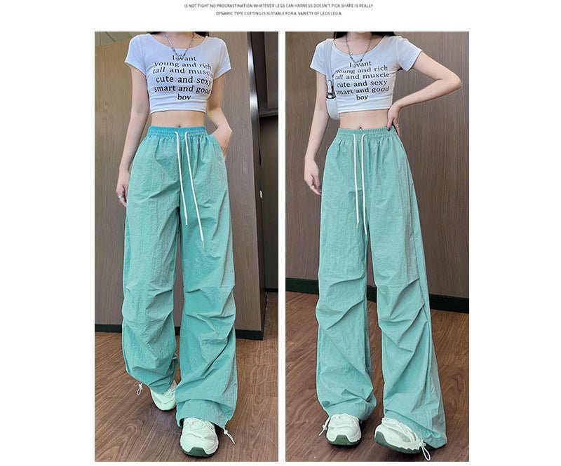 Dopamine overalls women's pants women's summer American casual quick - drying pants straight wide - leg pants high - waisted sweatpants - Negative Apparel