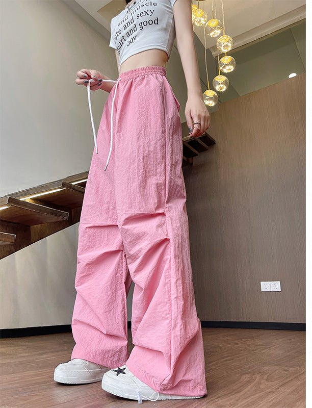 Dopamine overalls women's pants women's summer American casual quick - drying pants straight wide - leg pants high - waisted sweatpants - Negative Apparel